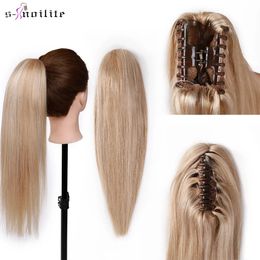 Kanten pruiken S-noilite staart Menselijk haar 14-22 inch Klauw Clip in staart Menselijk haar Dames haarstukje Natuurlijk zwart blond bruin 231012