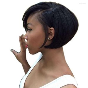 Lace Wigs Short Bone Straight 13X1 Front Human Hair Bob Frontal Full Glueless Side Part Wig