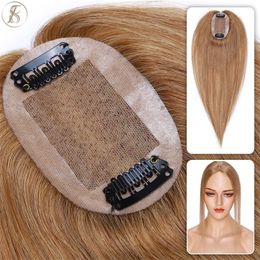 Pelucas de encaje Tess Hair Topper 6x9 cm Base de seda Mujeres Recta Natural Postizo Clip en S Peluca humana Resolver pérdida 231024