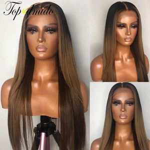 Lace Wigs Topodmido Ombre kleur 13x4 front met babyhaar 150% dichtheid Braziliaanse rechte remy mens voor vrouwen