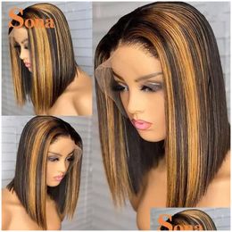 Lace Wigs Transparant 1B/27 Markeer Bob Wig 13x6 Gekleurd front Hapen haar voor vrouwen vooraf geplukte drop levering producten Dh5qm