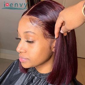 Lace Wigs Transparent Bourgogne Avant Perruque Blonde Couleur Cheveux Humains Brésilien Rouge Pour Les Femmes Remy