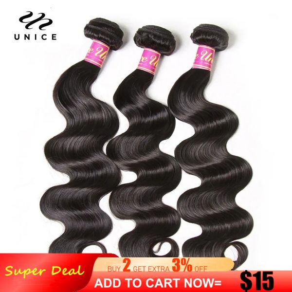 Perruques en dentelle UNICE 30Inch Body Wave Bundles de cheveux vierges brésiliens Couleur naturelle 100 Tissage humain 1 3 4 pcs pour les femmes africaines américaines 230417