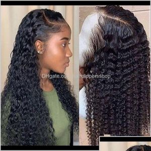 Lace Pruiken Water Wave Curly Front Human Hair voor zwarte vrouwen Bob lange diepe frontale Braziliaanse natte en golvende HD flg99 zcuoj ky2ap drop del dhjek