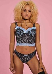 Kant vrouwen zwarte tas Sexy verleidelijke lingerie tweedelige set 211203