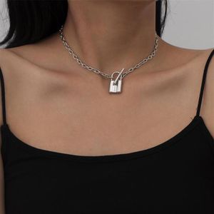 Lacteo Neo gothique serrure bâton pendentif collier déclaration Vintage simple croix chaîne tour de cou bijoux pour femmes accessoires Necklaces264I