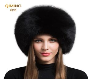 Mesdames 100 Real Fox Fur Hat Femmes Femmes Hiver Warm Luxury Ski Ski Head Warmmer Earmuff Y Mouton Swear Snow Cap 2010192508417