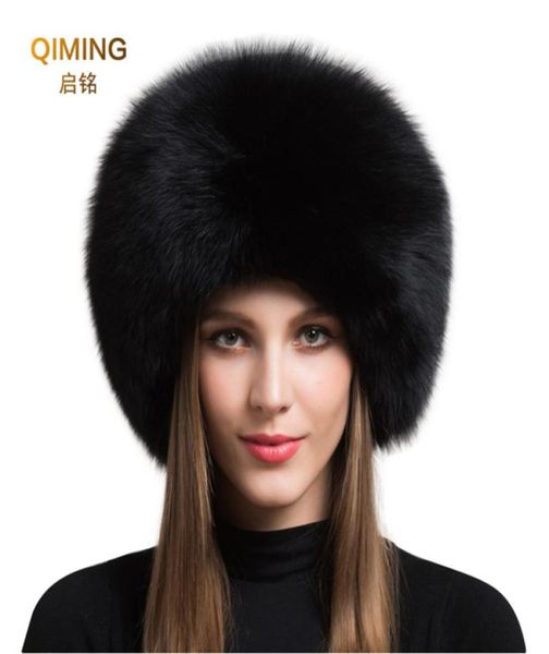 Mesdames 100 Real Fox Fur Hat Femmes Femmes hivernales Chauffeur de ski luxueux Ski auriculaire Earmouf