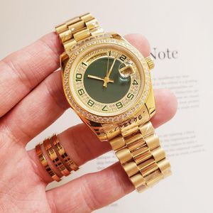 Reloj para damas y caballeros Reloj con anillo de diamantes 904L de 36 mm Reloj mecánico automático Correa de acero inoxidable dorada Reloj clásico de zafiro resistente al agua Montre de luxe