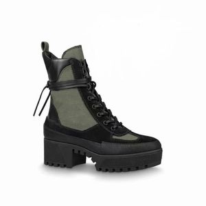 Designer Ladies Ankle Lace-Up Leather Martin Boot Laureate Platform Desert Boots Newly Female High Heel Middle Shoes voor Autumn and Winter No13