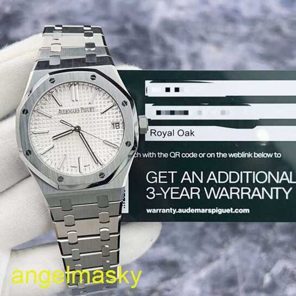 AP Wrist Watch pour les dames Royal Oak Series 15510ST White Plate 50e anniversaire de la montre masculine automatique pour hommes en acier fin