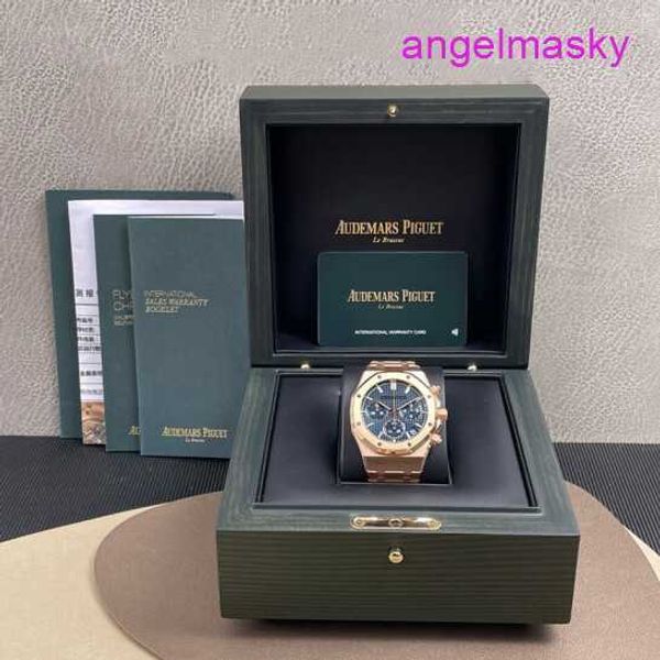 Ladies 'AP WRIST RELAJ REYAL OAK Serie 26240or Blue Disc 18K Rose Gold Watch Machinery automático de 41 mm