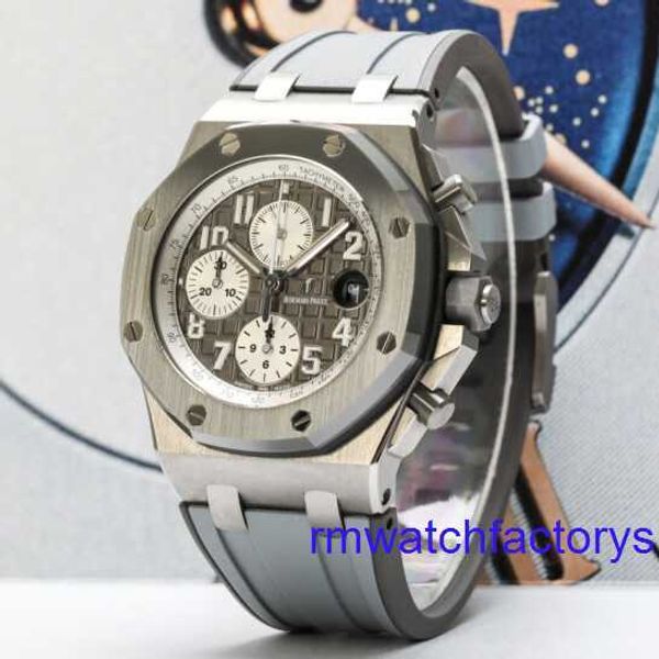 Montre-bracelet AP pour femme 26470 Royal Oak Offshore Calibre 42 Titane Métal Gris Cadran Timing Affichage de la date Ensemble de montre mécanique automatique pour homme