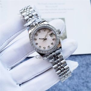 Dameshorloge dames automatische mechanische horloge diamantring roestvrijstalen band 28/31 mm klein formaat