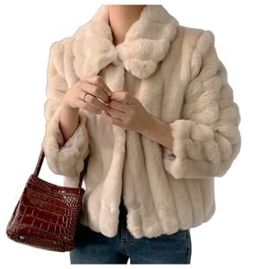 Veste manteau à manches longues en fausse fourrure pour femme, automne et hiver, col rabattu
