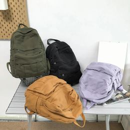 Sac à dos Harajuku pour femmes, sac d'étudiant Simple, couleur unie, Vintage, grande capacité, cartable décontracté à la mode, 240304