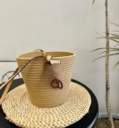 Bolsa de playa Ladies Loe Women Bucket Lafite Grass Grass Bag Summer Weaving Vacaciones Bag de compras Diseñador de lujo
