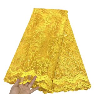 Dames Fête D'anniversaire Africain Paillettes Dentelle Tissu Tulle Net Tissu Moderne Pailleté Femmes Robes De Mariée 5 Mètres Corde Broderie Nigérian Été 2023 YQ-7013