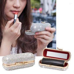 Dames Cliphouder Daily Lipstick Case Party Fashion Gift met Mirror Organizer Home Travel Universal Luxe Luxe Shiny Diamonds1 230L