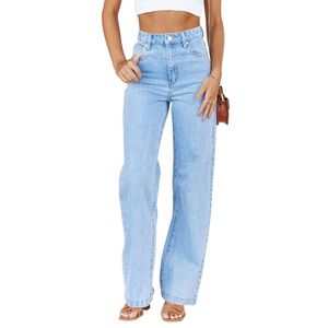 Vêtements pour dames moyennes de la taille droite élastique élastique légère de jean féminin à ajustement bien minceur