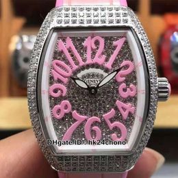 Collection des dames Vanguard Lady Quartz Womens Watch V32 SC at Gypsophia Diamment Diamond Case Pink Leatehr STRAP1899