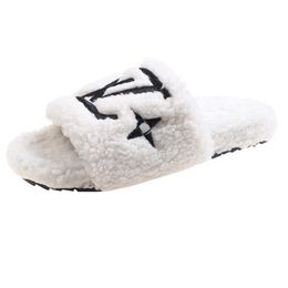 Dames Ontwerp Herfst En Winter Nieuwe Designer Slippers Mode Wol Dames Dagelijkse Slippers Warme Katoenen Slippers Voor Binnen G220715