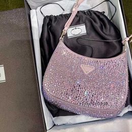 Sac de créateur de dames Cleo Series Underarm Sac classiques célèbres femmes Fashion Half Moon Handbag 2022 Lady Crystal Embellissement Sacs