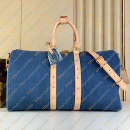Bolsas de diseñador de damas denim Keepall 45cm bolsas de viaje Bolsas de bolos de paquete de bolsas cruzadas de hombro