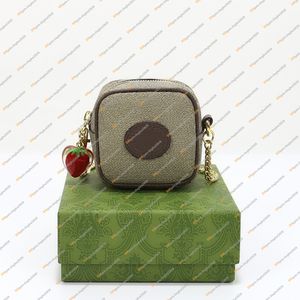 Dames Designer Tassen Strawberry -ketting Wallets Key Pouch Coin Purse Credit Card Holder Top Mirror Kwaliteit 726252 Zakje Turnet