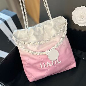 Demandante Diseñador Gradiente White-Light Pink 22 Mini Shoulder Bolss Compras Boda de la noche Partido de la becerro lacado Metalround Crossbdoy bolsos de 23 cm