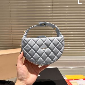 Mini bolso de mano de diseñador para mujer, bolso redondo con asa de metal dorado con hebilla ajustable, monedero de lujo con diamantes, estuche cosmético de cuero, bolso de 12cm, 6 colores