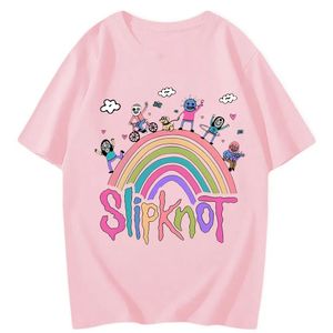 Damesontwerper t -shirt regenboogprint funky patroon gepersonaliseerde zomerse zomers en dames t -shirt trendy losse hiphop sport tops