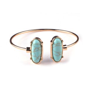 Sevenstone Dames Double Turquoise Steen Ronde Armband Open Geometrische Armband