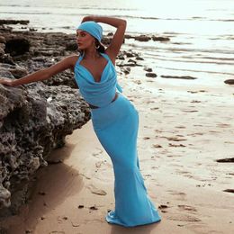 Dames Robes For Women 2024 Couvre les maillots de bain des vêtements d'extérieur et Saida de Praia Feminino Headscarf Halter Small Vest Slim