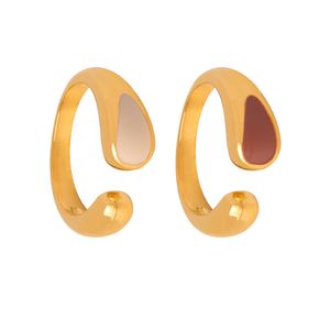 Dames Dropping Oil Ring Prachtige Hoge Kwaliteit Open Plain Ring Ring Roestvrij Stalen Ring Verguld met 18k Goud Mode-sieraden Cadeau