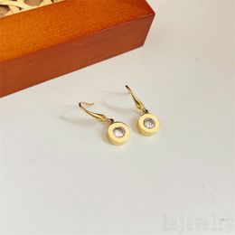 Pendientes de mujer diseñador para mujer cuelgan circular pequeño clásico compromiso de primavera oro rosa color plata aleación de diamantes de imitación pendiente de lujo felicidad ZB008 F23