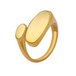 Senhoras requintado anel geométrico irregular simples anel de aço titânio banhado 18k ouro moda jóias presente
