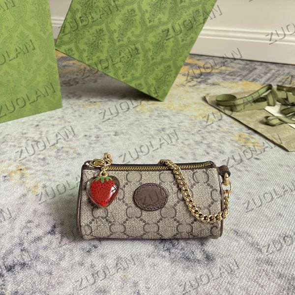Designer de mode pour dames 726253 sac luxe chaîne de fraise portefeuille porte-clés porte-monnaie porte-carte de crédit TOP miroir qualité affaires