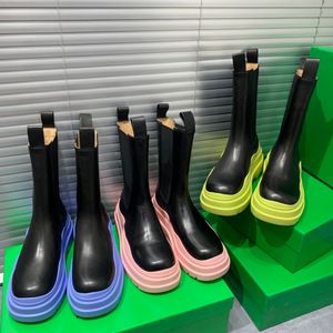 Heren Dames Motorlaarzen Bandlaarzen Echt leer Kristal Outdoor Martin Enkellaarsjes Antislip Platformlaarzen Groene zool Rubber Ronde Cowboylaars Schoenen 35-45