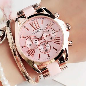Damesmode Roze Polshorloge Dameshorloges Luxe Topmerk Quartz Horloge M Stijl Vrouwelijke Klok Relogio Feminino Montre Femme 210224K