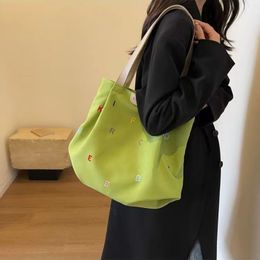 Damas Fashion Wating Wating Oxford Fabric Borded Alphabet Tote Bag Small Fresh Student Un solo hombro Lienzo de gran volumen Compras