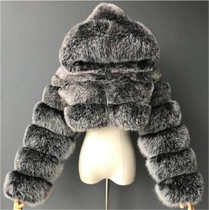 Mesdames Faux Fox Fur Coat à capuche Couvures courtes Sxxxl Multicolor Automne et Vêtements chauds d'hiver Top 0063744872