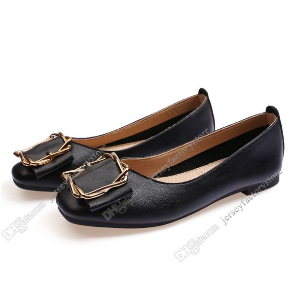 Mesdames Chaussures plates Lager Taille 33-43 Femme Girl Cuir Nude Noir Noir Gris Neuf Arrivel Work Work Mariage Dress Chaussures Soixante-dix