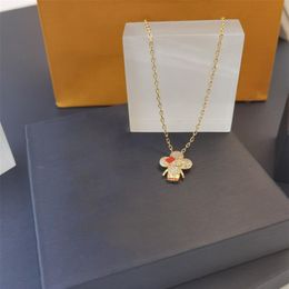 Collier avec pendentif en diamant floral pour femme, avec boîte, bijoux tendance en cristal scintillant, unisexe, chaîne de charme de fête de rue, cadeau exquis, Neckla267D