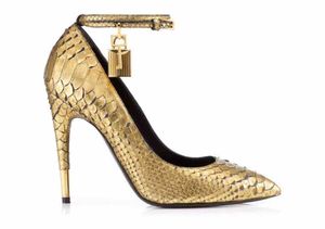 Dames GRATIS Patent Leather Send Cm High Heel Tom Snake Dress Shoes Metalen Lock Key puntige teen maat