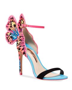 Dames GRATIS Patent Leather Send CM Hoge Hiel vaste vlinder -borduurer Sophia Webster Open teen sandalen schoenen