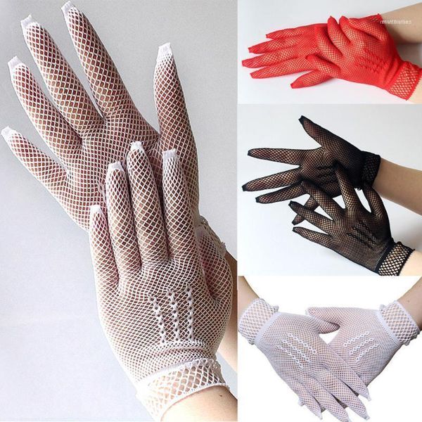 Señoras Chicas Neón Sexy Corto Sin dedos Fishnet Lace Guantes de alta elasticidad Brazo Calentador de manos Guantes largos de punto1