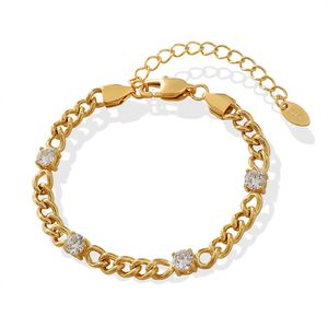 Bracelet en Zircon doré pour femmes, en acier inoxydable plaqué or 18 carats, bijoux élégants à la mode, cadeau
