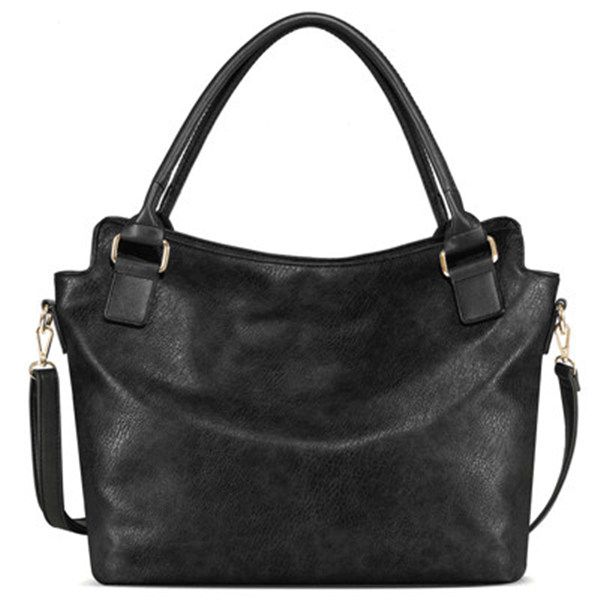 HBP Mesdames sac à main épaule sac messager mode grande capacité cuir PU simple tendance sauvage noir