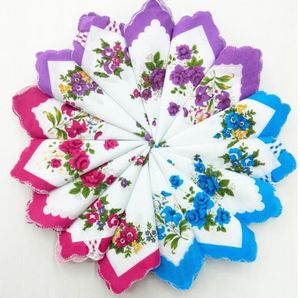 Mouchoir en coton imprimé Floral pour femmes, couleurs croissant, mouchoir imprimé Floral, serviettes de poche colorées C459